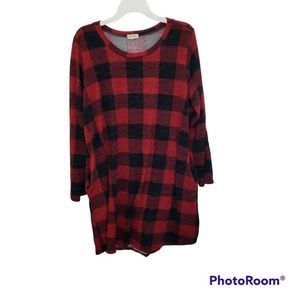Sweet Lovely Size XL Red Black Plaid Sweater Dress